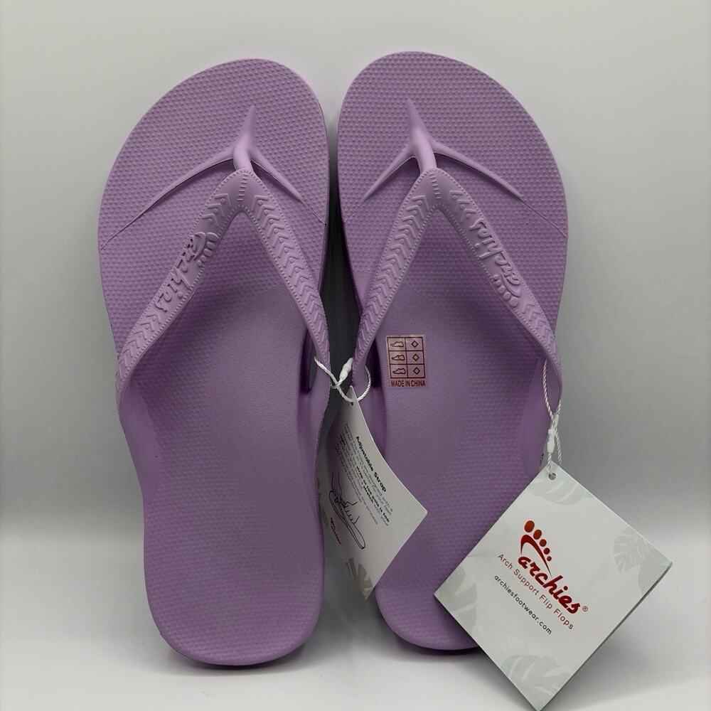 Archies Flip Flops Sandals Sz M 9 W 10 Lavender Purple Arch Support Therapy NWT